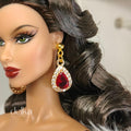 Gold Jewel Drop Earrings, 1:6 Scale Fashion Doll Jewelry