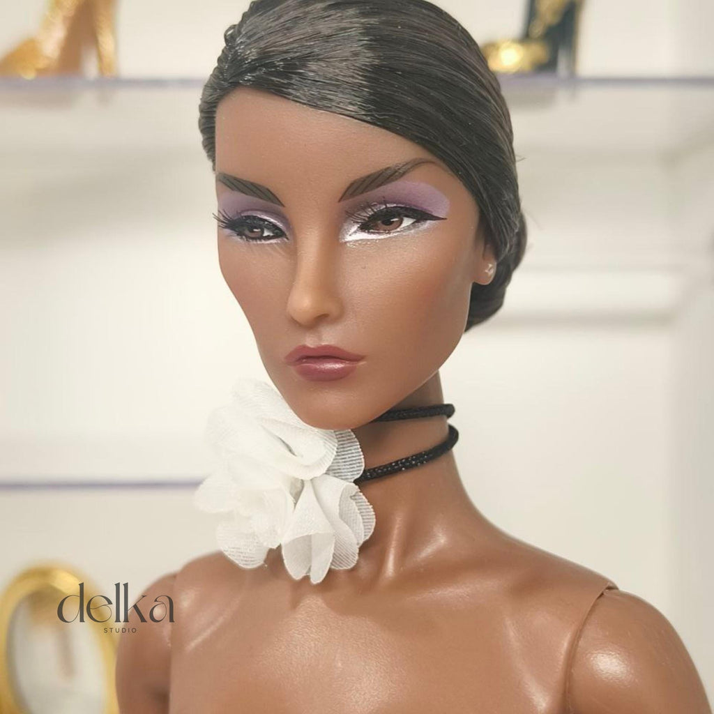 12 inch white flower choker, necklace for 1:6 scale fashion dolls