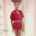 Red Metallic Mesh Dress for Fashion Royalty, 1:6 scale