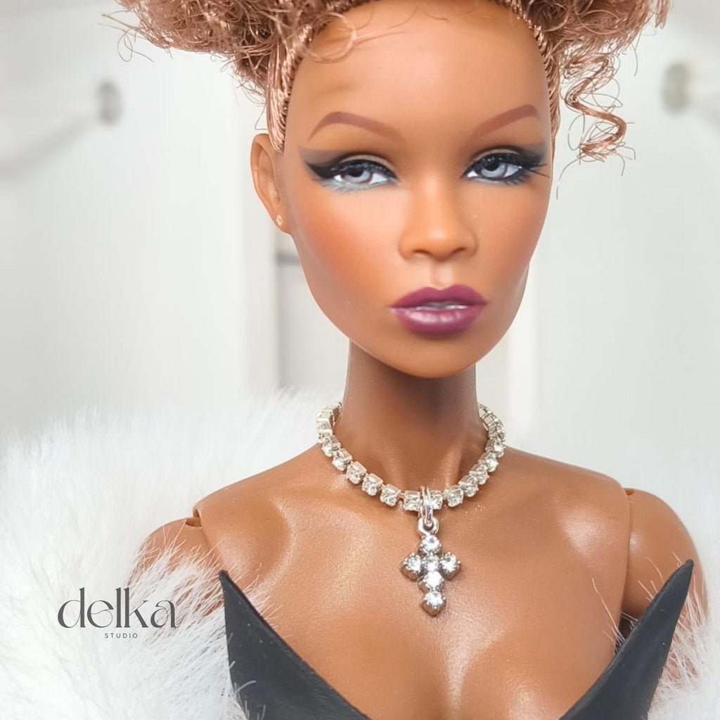 12 inch rhinestone Jeweled Choker for fashion dolls, 1:6 scale necklace for dolls