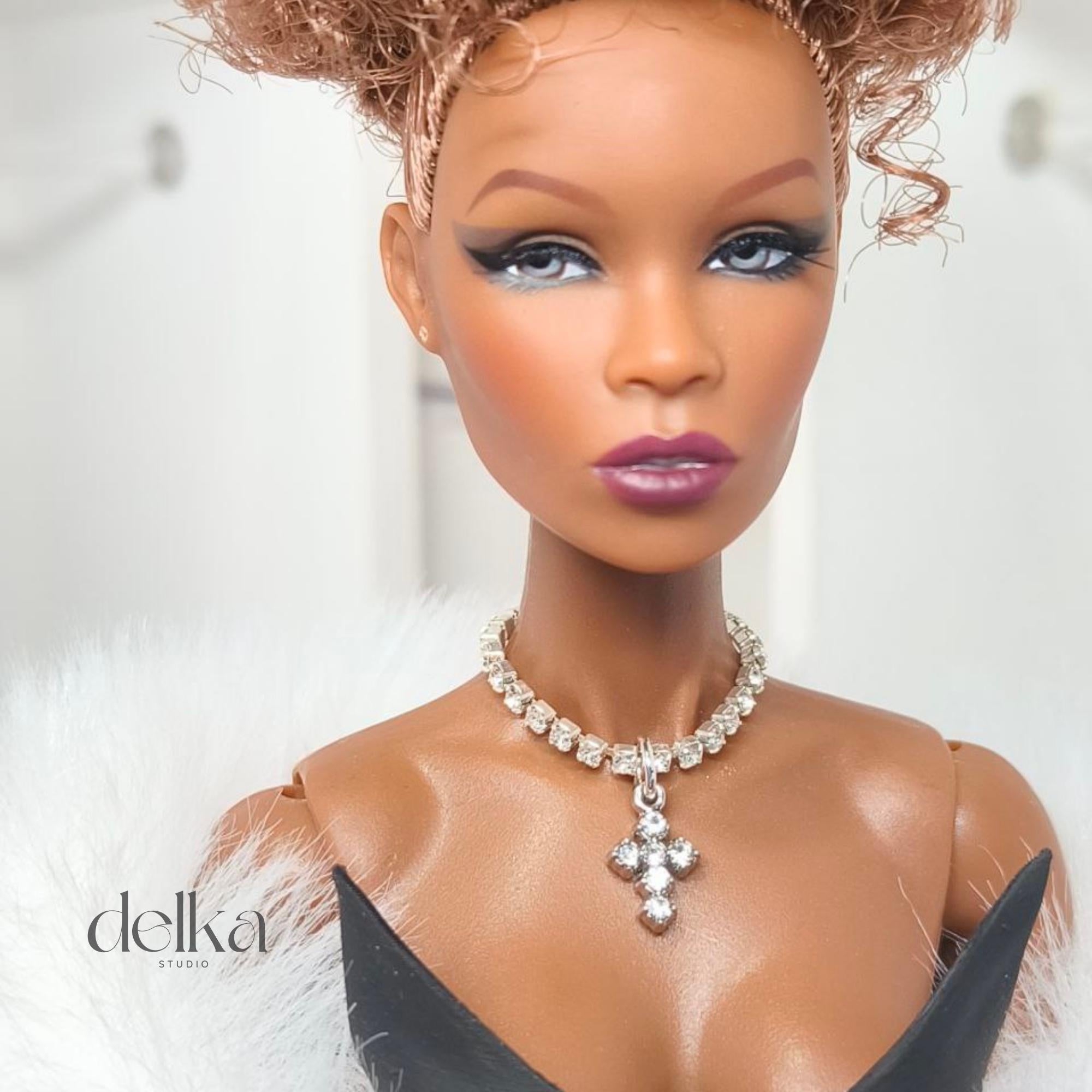 12 inch rhinestone Jeweled Choker for fashion dolls, 1:6 scale necklace for dolls