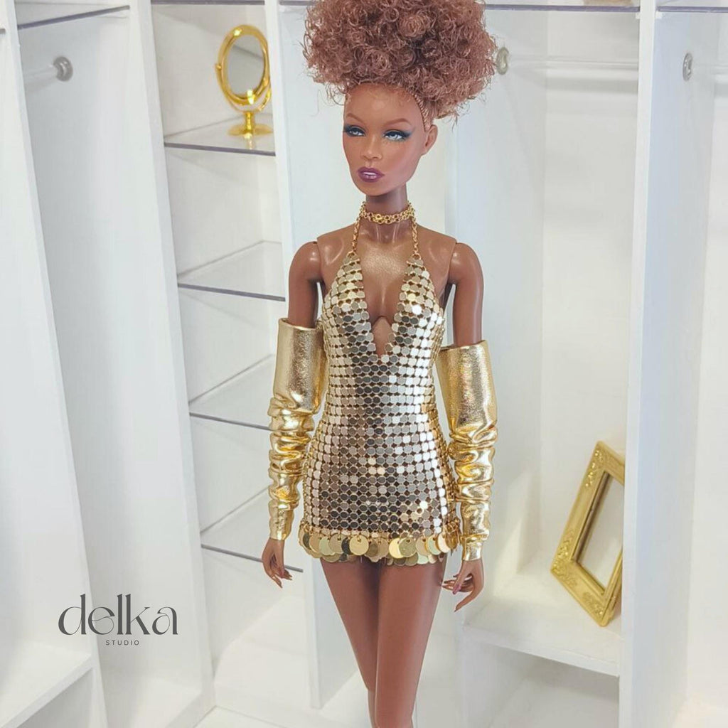 Metallic Sequin Dress for 12" Fashion Dolls: Integrity Toys, Nu Face, Fashion Royalty