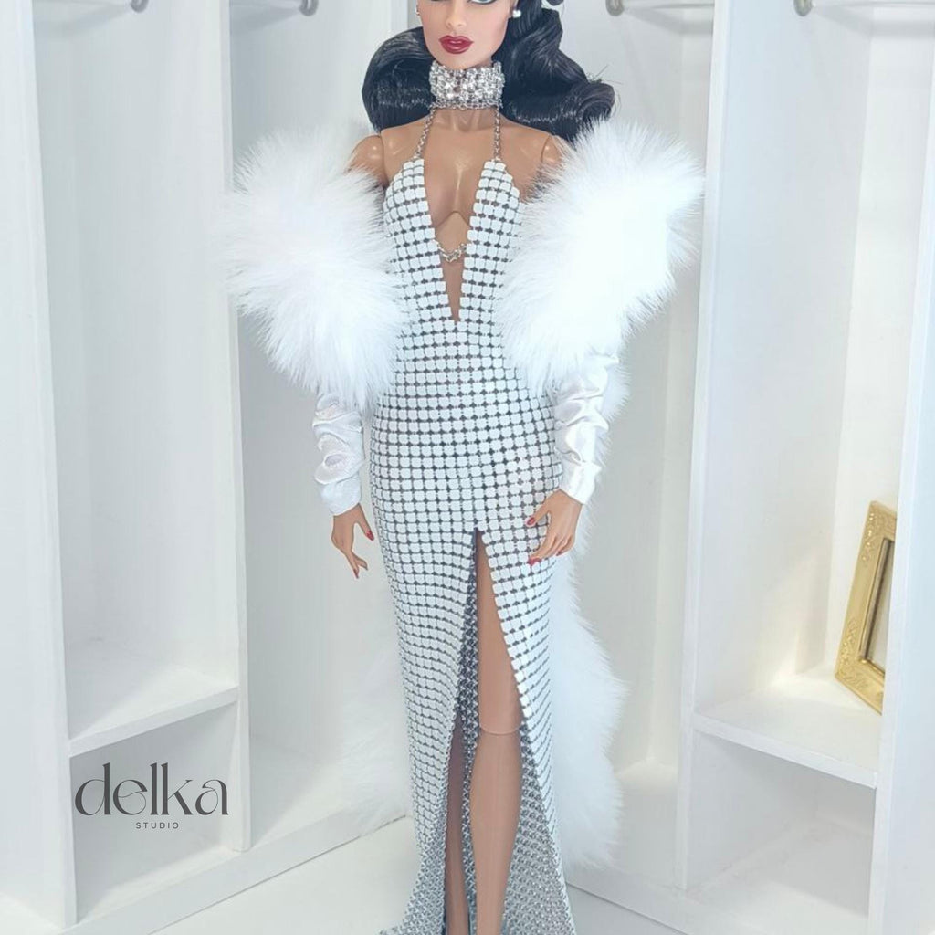Metal Mesh Gown, 12-inch Fashion Doll Dress
