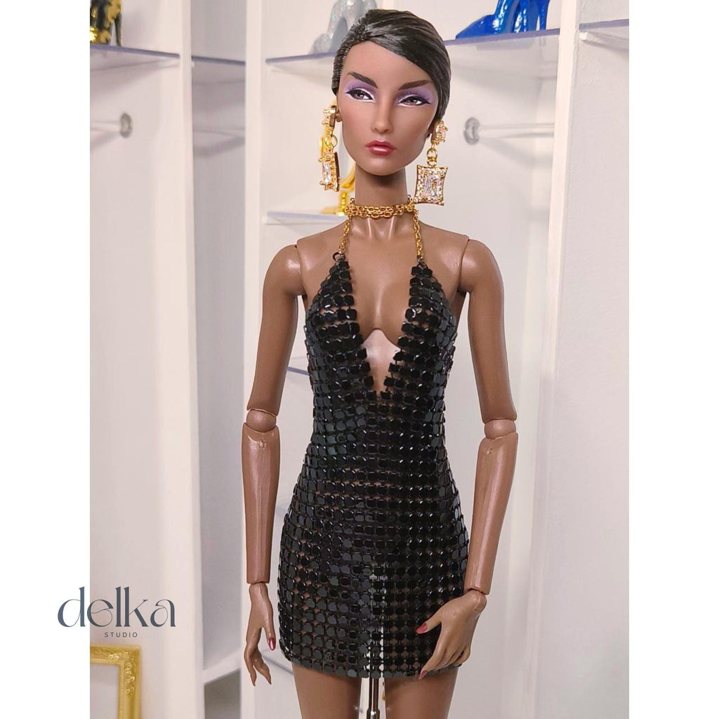 Metallic Mesh Dress for 12 inch Fashion Dolls, 1/6 Scale
