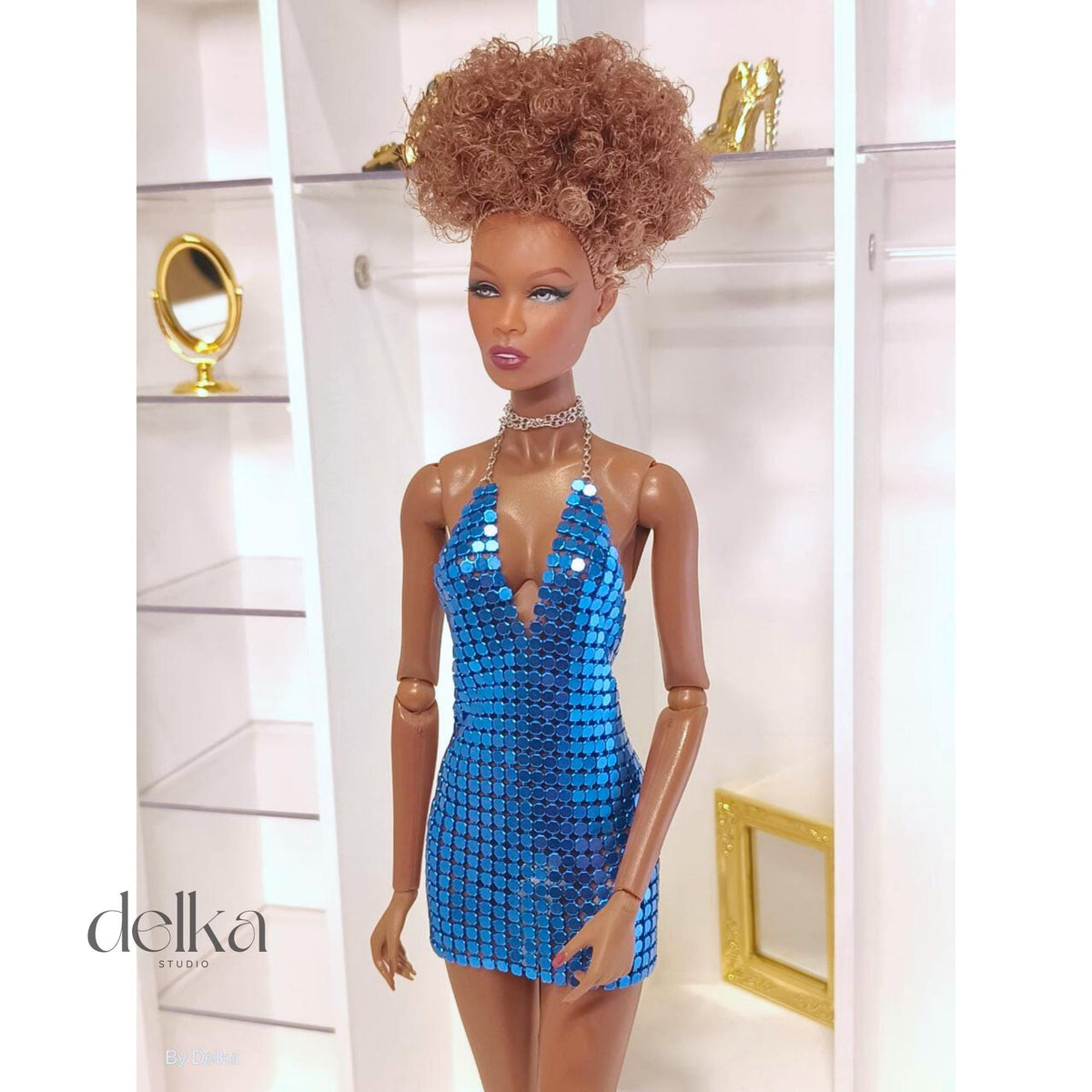 Metallic Mesh Dress for 12 inch Fashion Dolls, 1/6 Scale