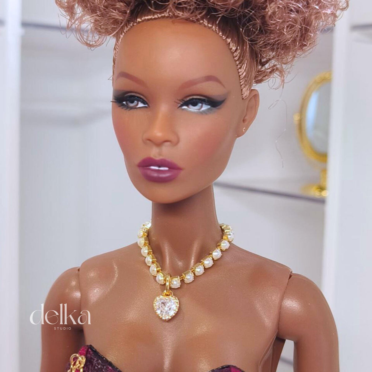 12 inch rhinestone Heart Choker for fashion dolls, 1/6 Scale Doll Necklace