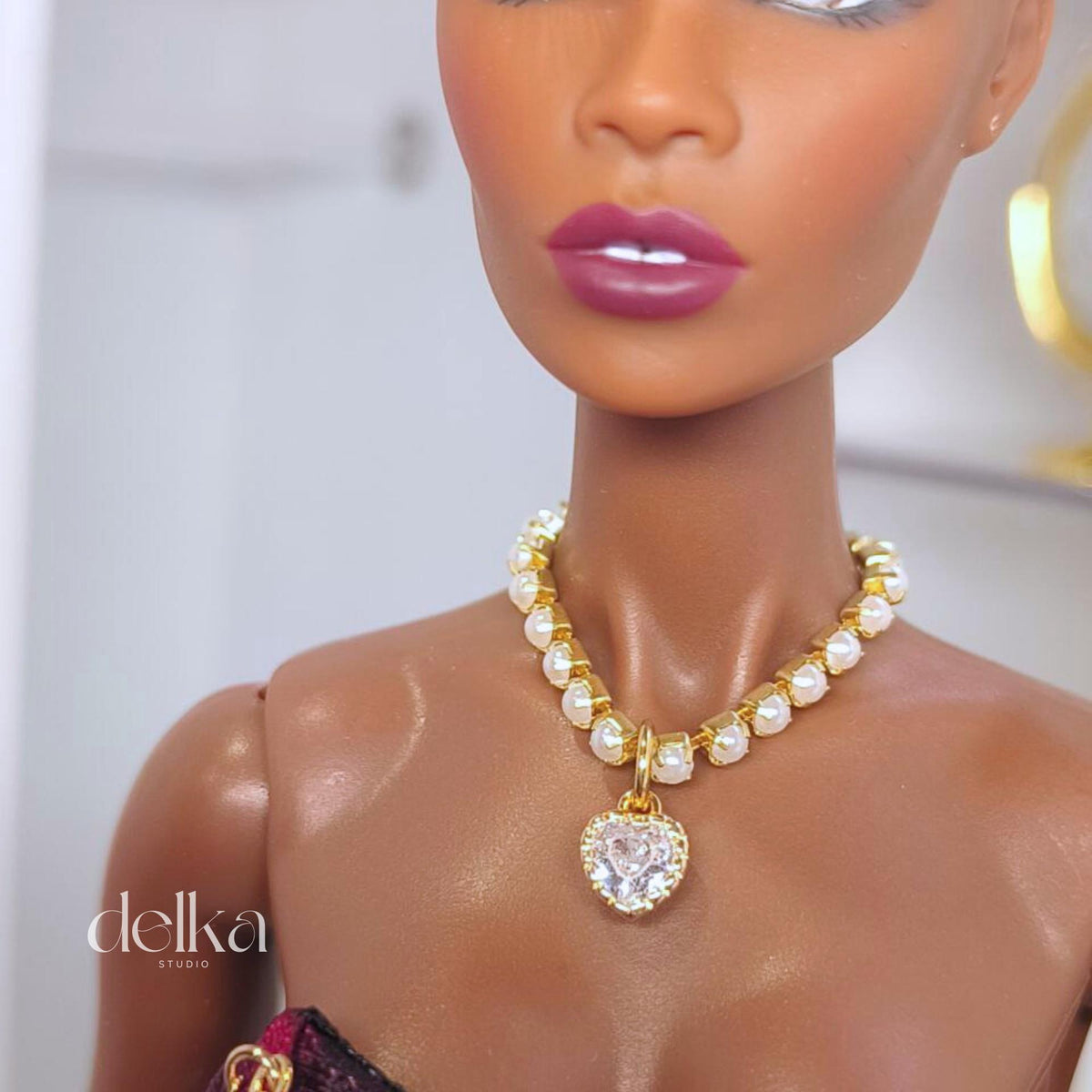 12 inch rhinestone Heart Choker for fashion dolls, 1/6 Scale Doll Necklace