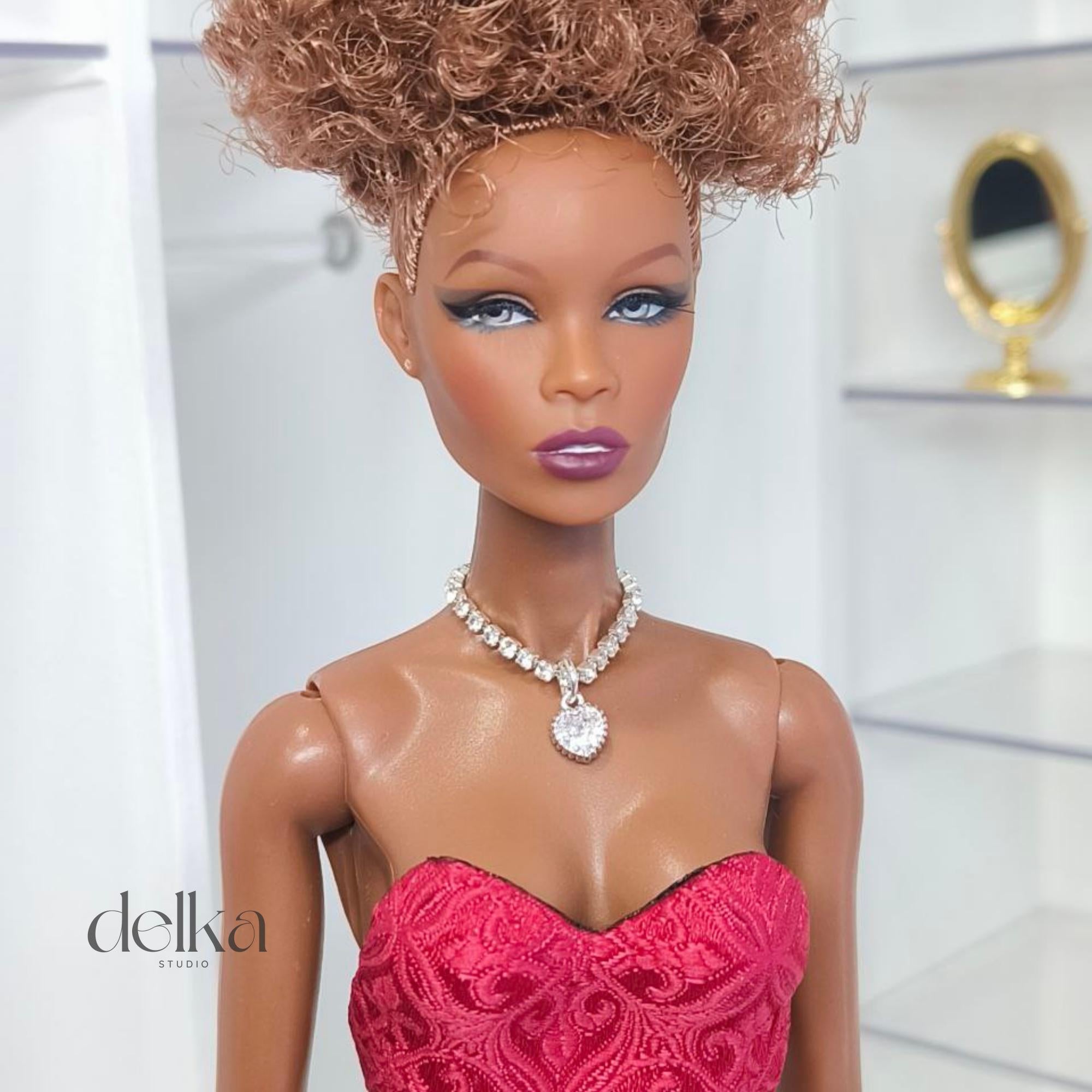 12 inch rhinestone Heart Choker for fashion dolls, 1/6 Scale Doll Necklace