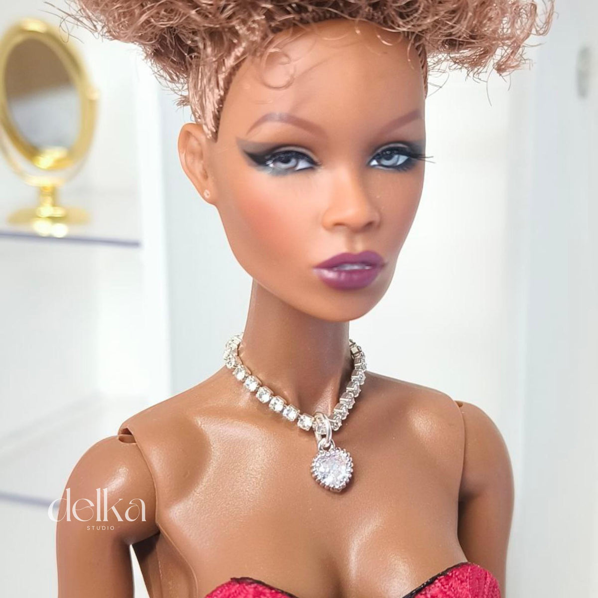 12 inch rhinestone Heart Choker for fashion dolls, 1/6 Scale Doll Necklace