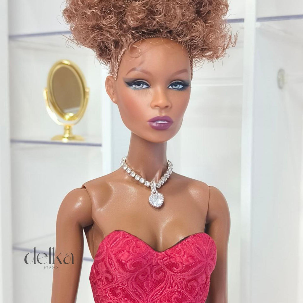 12 inch rhinestone Heart Choker for fashion dolls, 1/6 Scale Doll Necklace