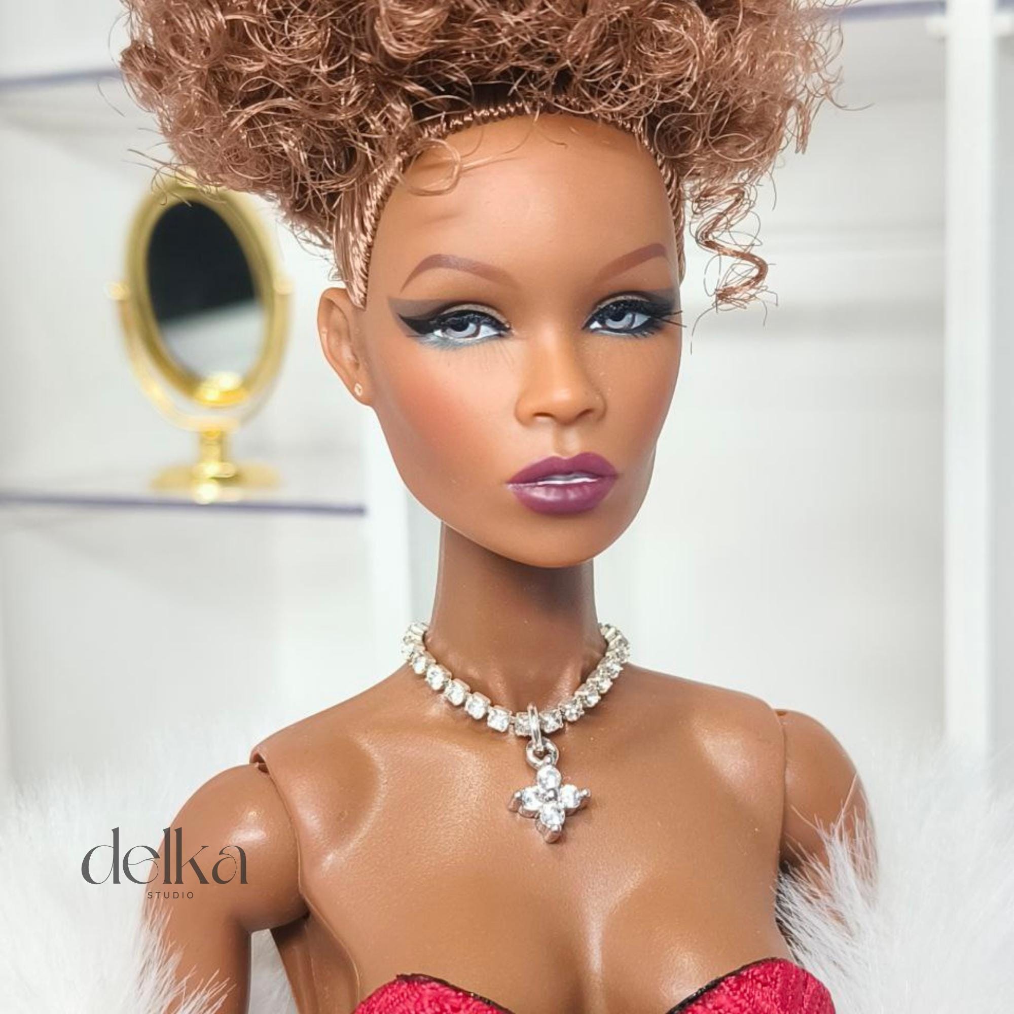 12 inch rhinestone Jeweled Choker for fashion dolls, 1:6 scale necklace for dolls
