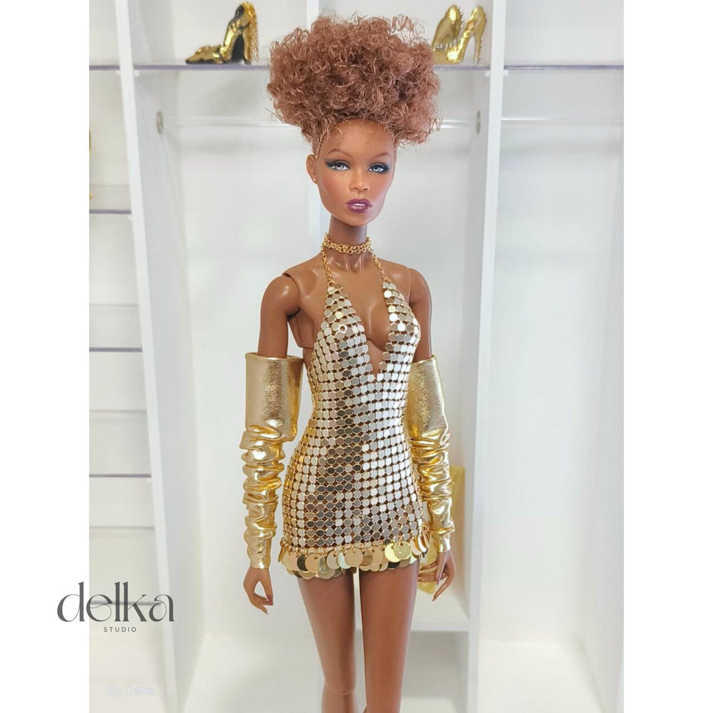 Metallic Sequin Dress for 12" Fashion Dolls: Integrity Toys, Nu Face, Fashion Royalty