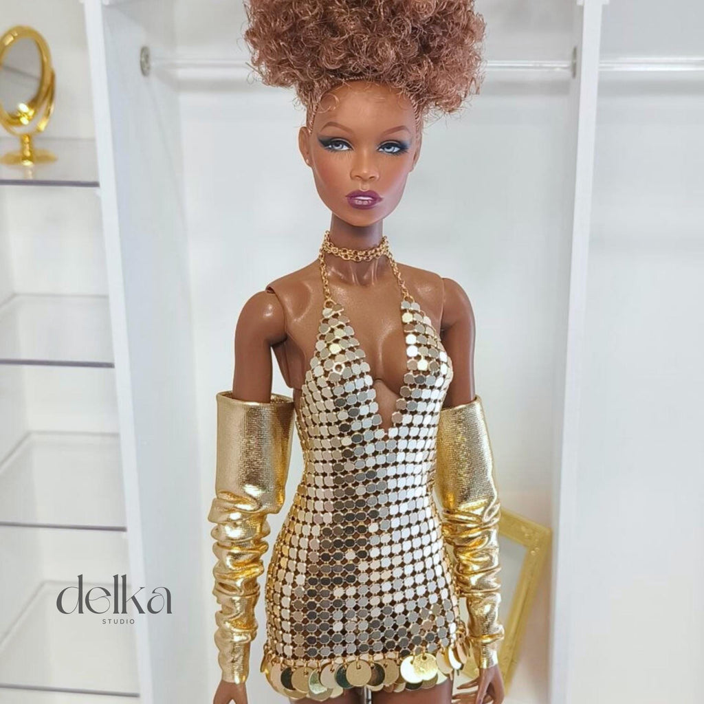 Metallic Sequin Dress for 12" Fashion Dolls: Integrity Toys, Nu Face, Fashion Royalty
