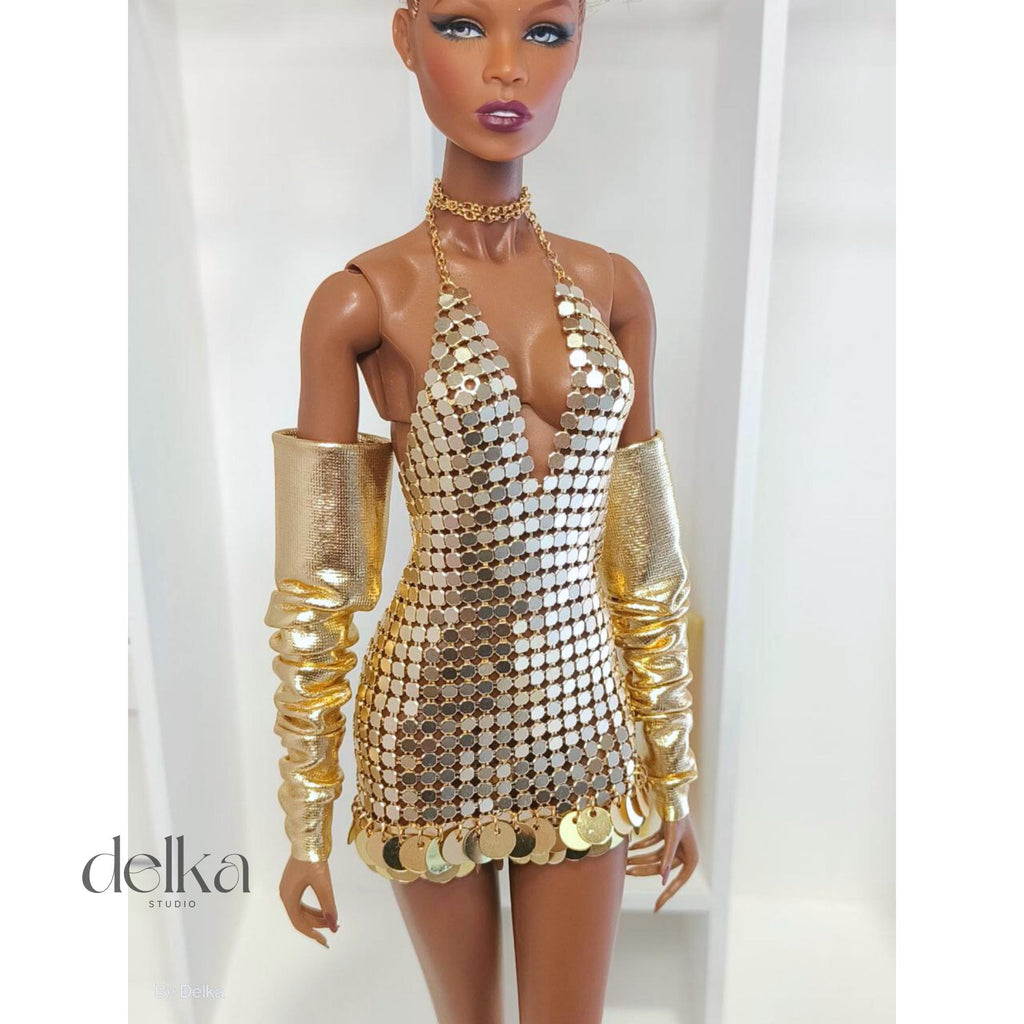 Metallic Sequin Dress for 12" Fashion Dolls: Integrity Toys, Nu Face, Fashion Royalty