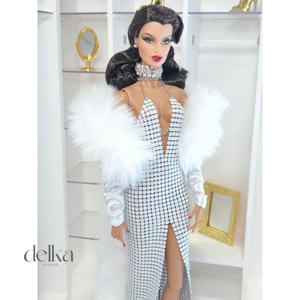 Metal Mesh Gown, 12-inch Fashion Doll Dress