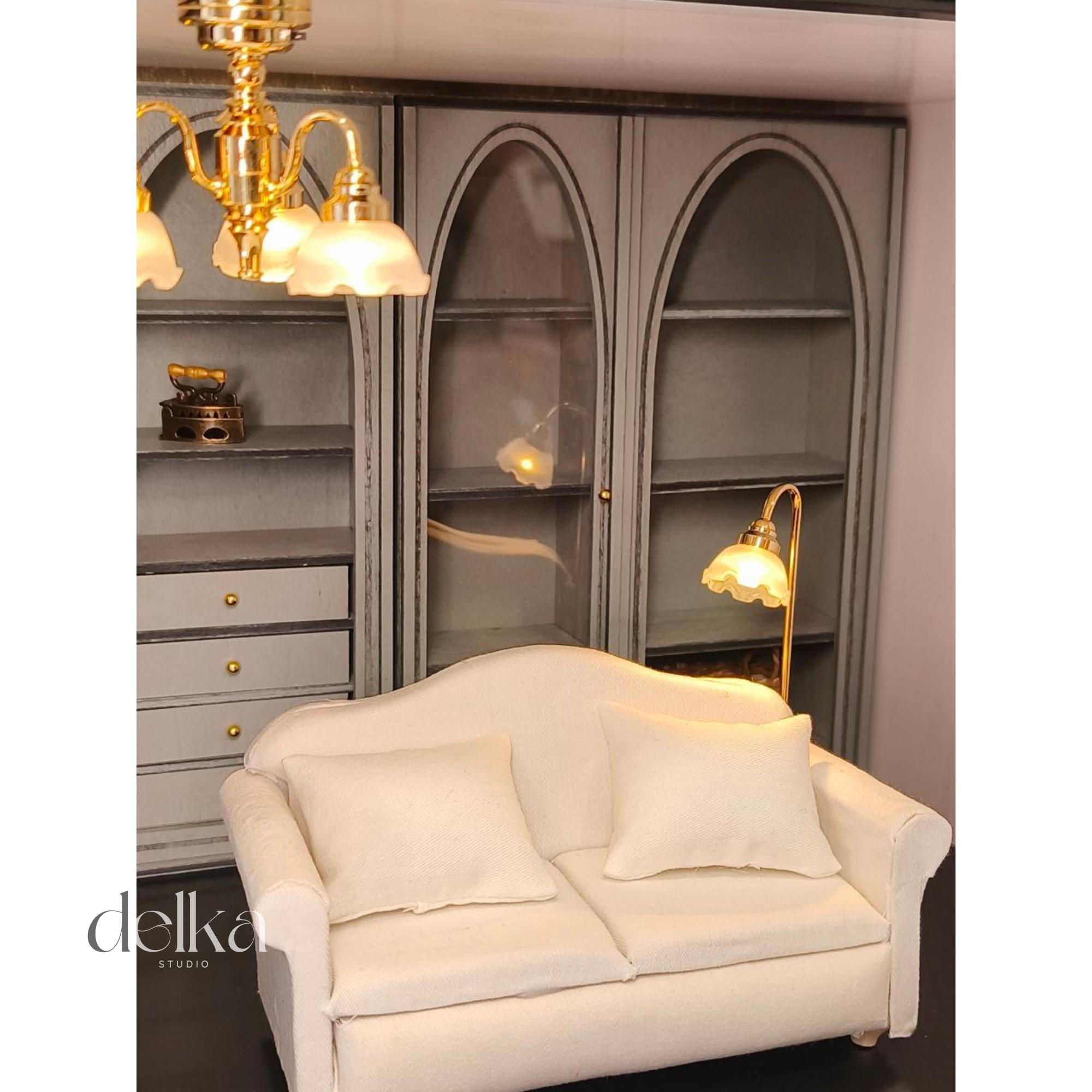 Miniature Dollhouse Cabinet Set, 1:12 Scale Living Room Furniture