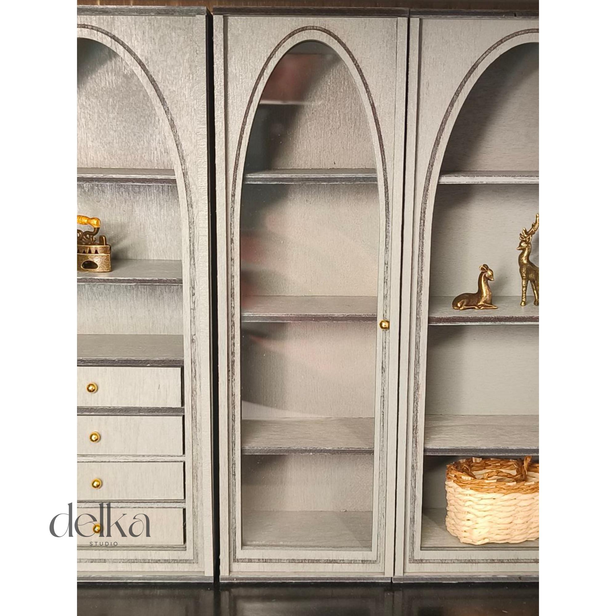 Miniature Dollhouse Cabinet Set, 1:12 Scale Living Room Furniture