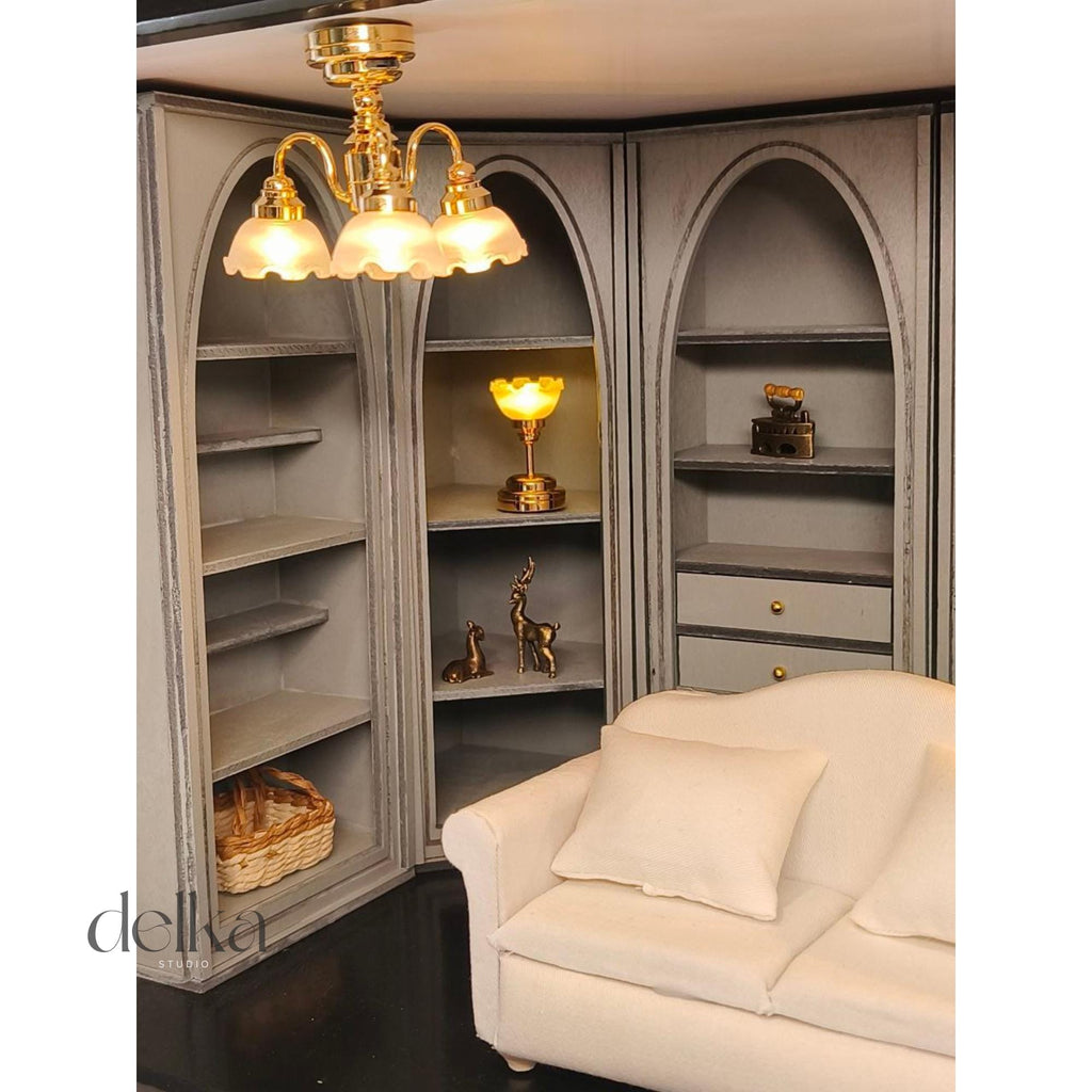 Miniature Dollhouse Cabinet Set, 1:12 Scale Living Room Furniture