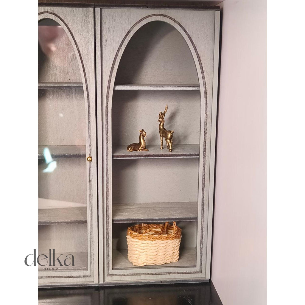 Miniature Dollhouse Cabinet Set, 1:12 Scale Living Room Furniture