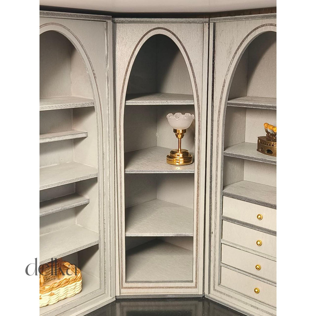 Miniature Dollhouse Cabinet Set, 1:12 Scale Living Room Furniture