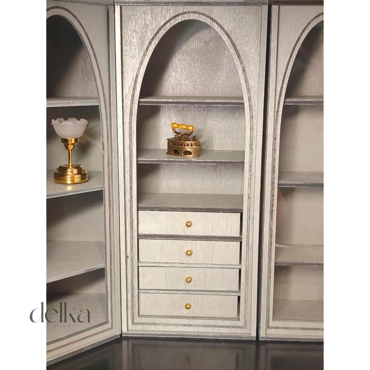 Miniature Dollhouse Cabinet Set, 1:12 Scale Living Room Furniture