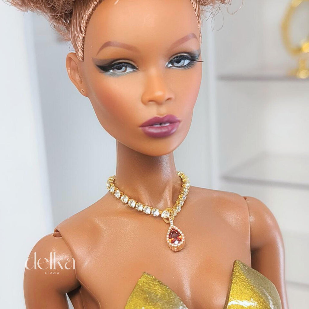 Rhinestone Jeweled Choker, 1:6 Scale Necklace, Fashion Doll Jewelry