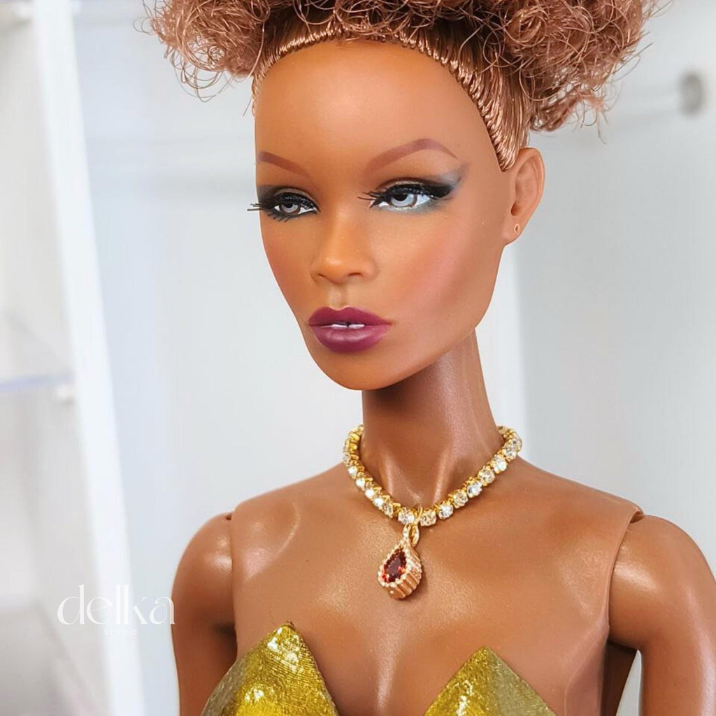 Rhinestone Jeweled Choker, 1:6 Scale Necklace, Fashion Doll Jewelry