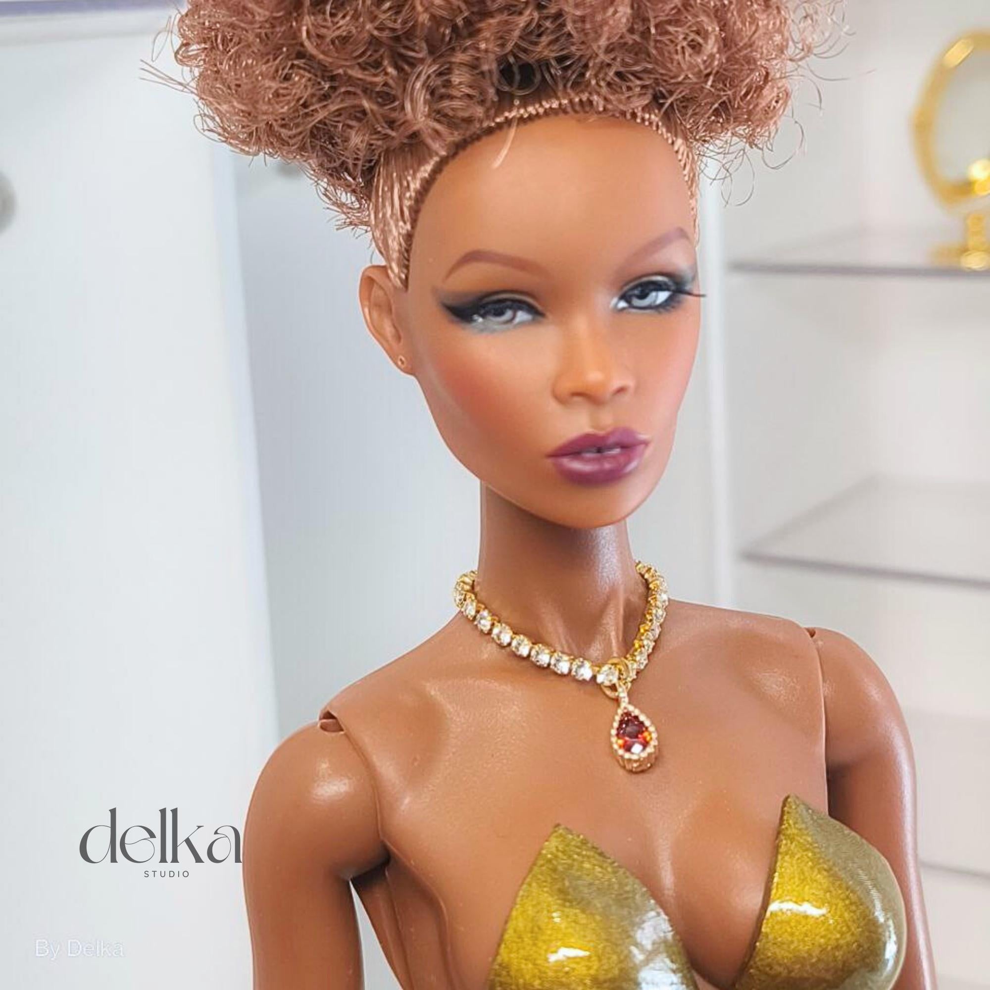 Rhinestone Jeweled Choker, 1:6 Scale Necklace, Fashion Doll Jewelry