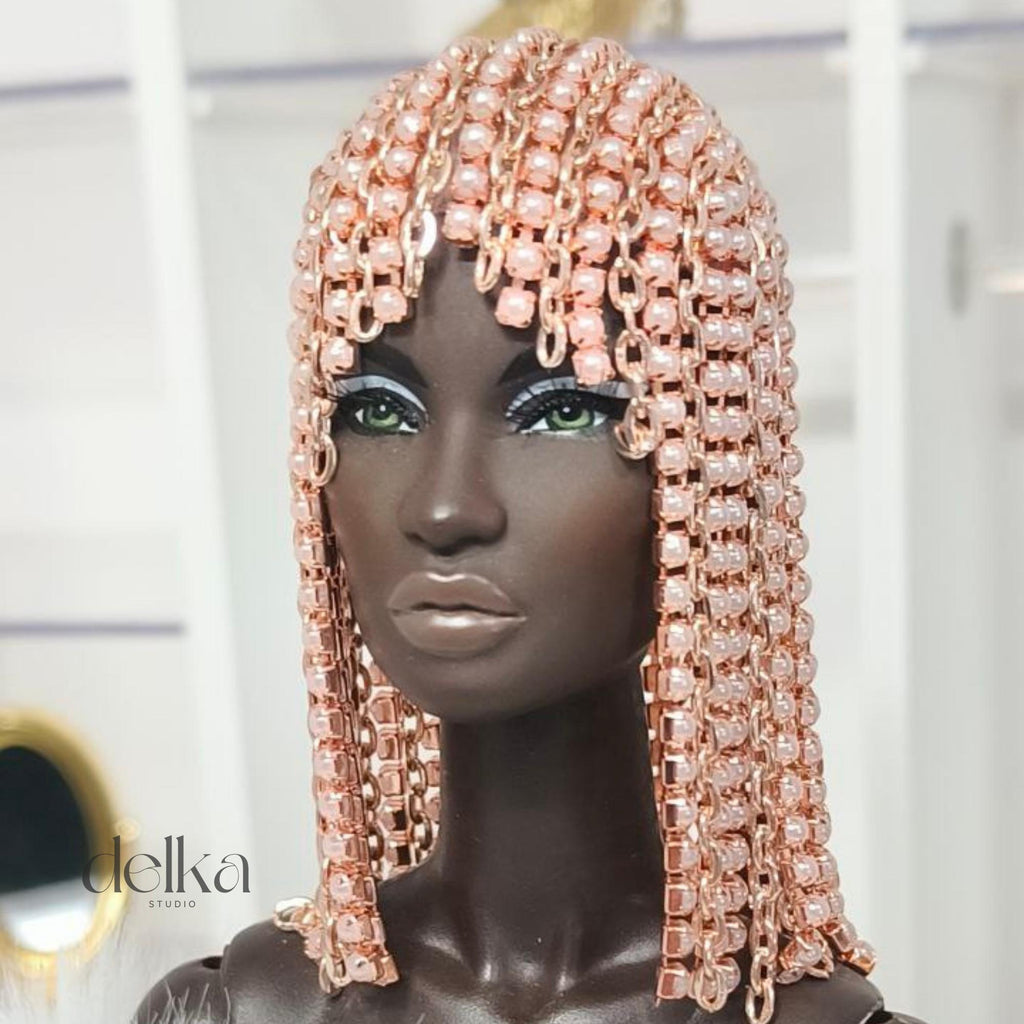 Metallic rosy Doll Wig, 1:6 Scale, Fashion Royalty, Nu Face