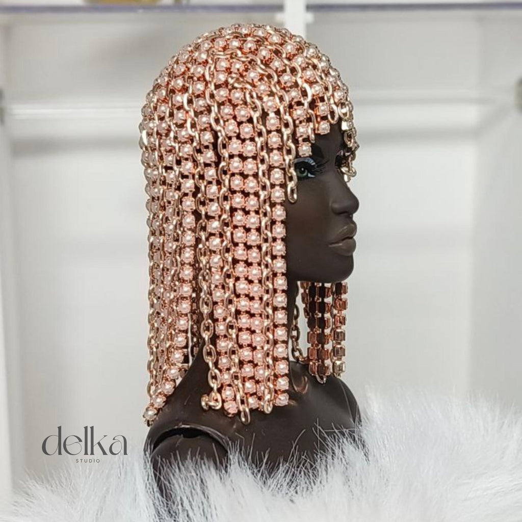 Metallic rosy Doll Wig, 1:6 Scale, Fashion Royalty, Nu Face