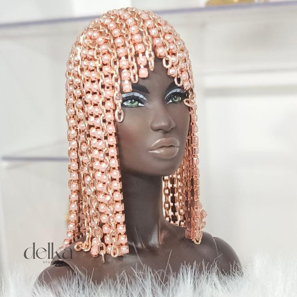 Metallic rosy Doll Wig, 1:6 Scale, Fashion Royalty, Nu Face