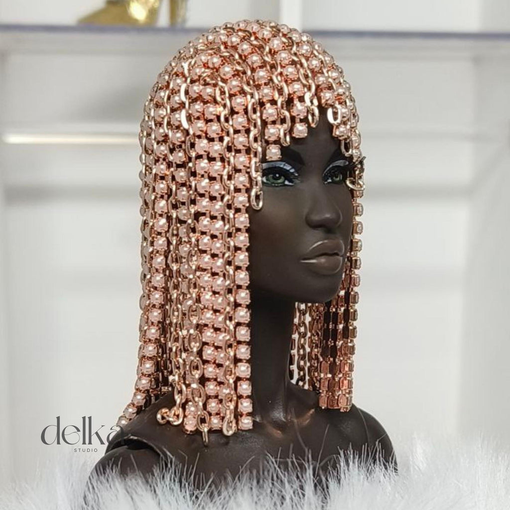 Metallic rosy Doll Wig, 1:6 Scale, Fashion Royalty, Nu Face