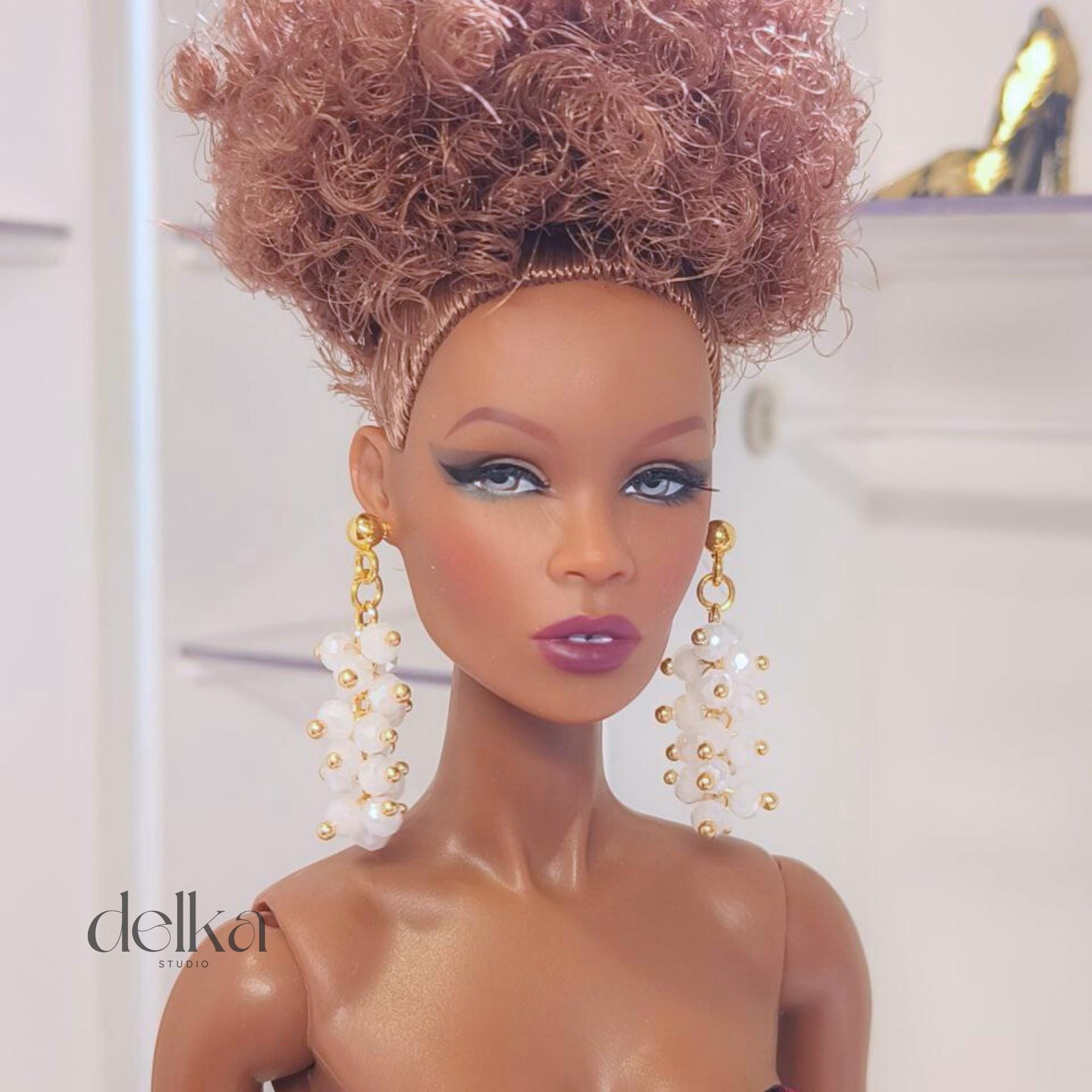 12 inch Beaded Earrings for Fashion Royalty Dolls, 1:6 Scale Fashion Doll Accessories