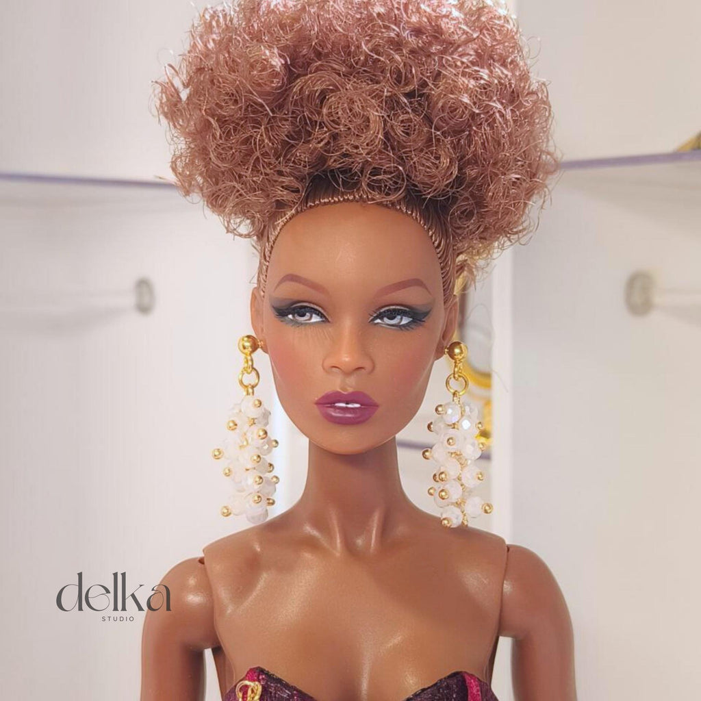 12 inch Beaded Earrings for Fashion Royalty Dolls, 1:6 Scale Fashion Doll Accessories