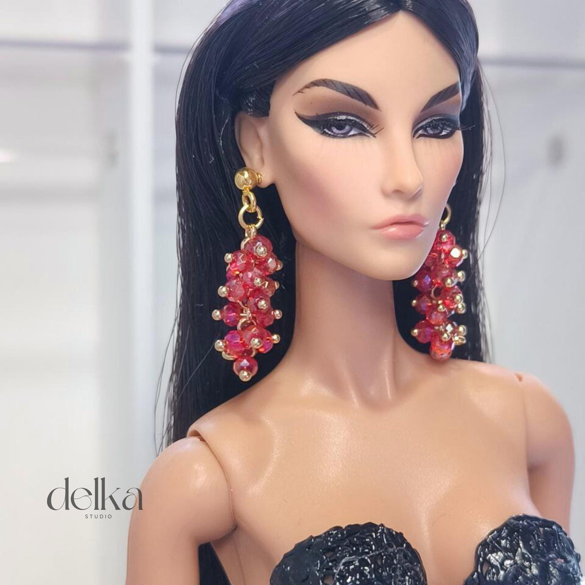 12 inch Beaded Earrings for Fashion Royalty Dolls, 1:6 Scale Fashion Doll Accessories
