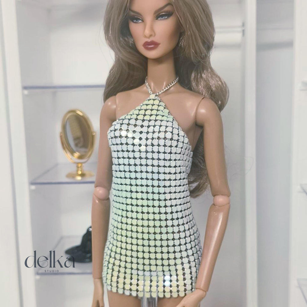 Iridescent Metal Mesh Dress for 12-inch Fashion Dolls