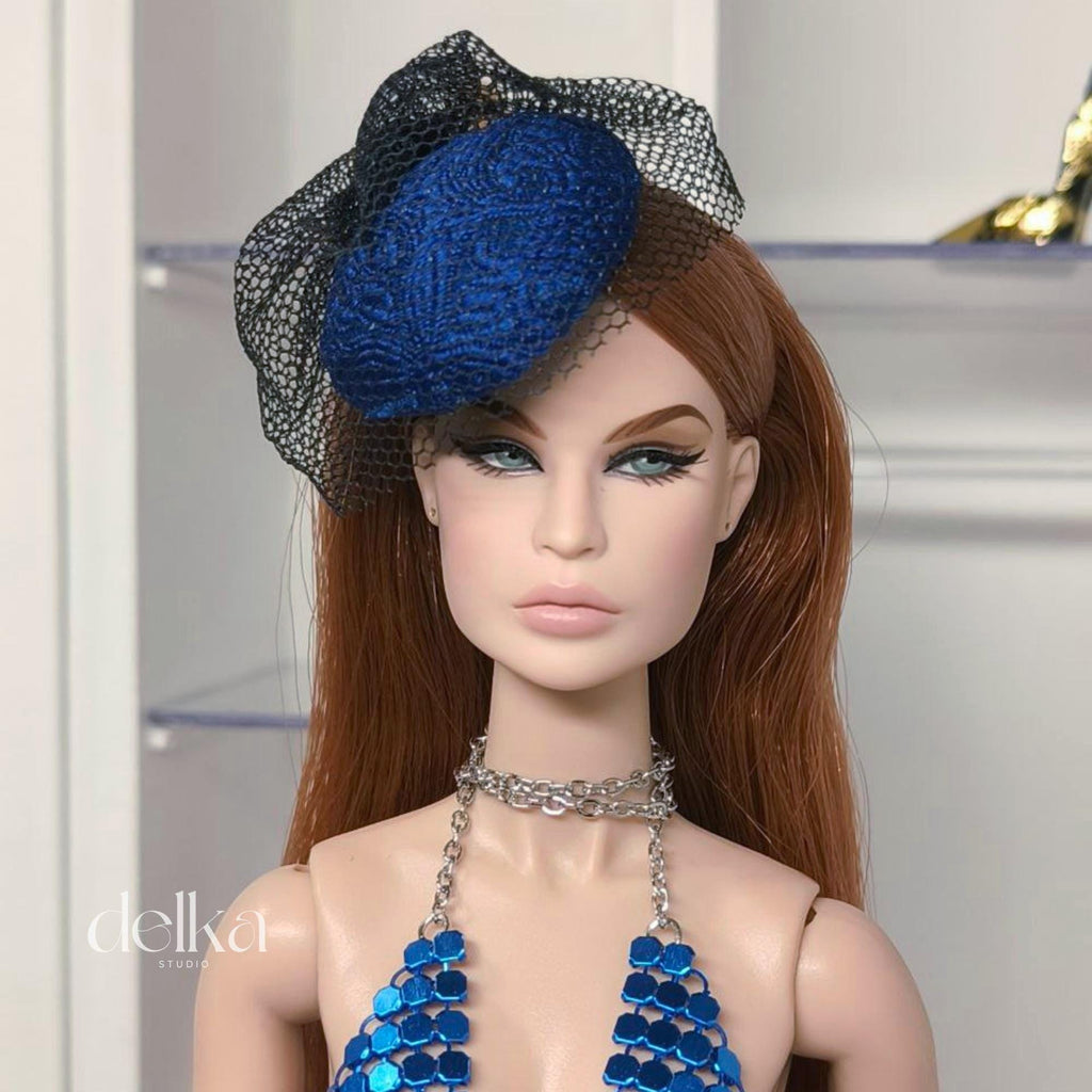Fascinator 12 inch vintage-style headdress for fashion dolls
