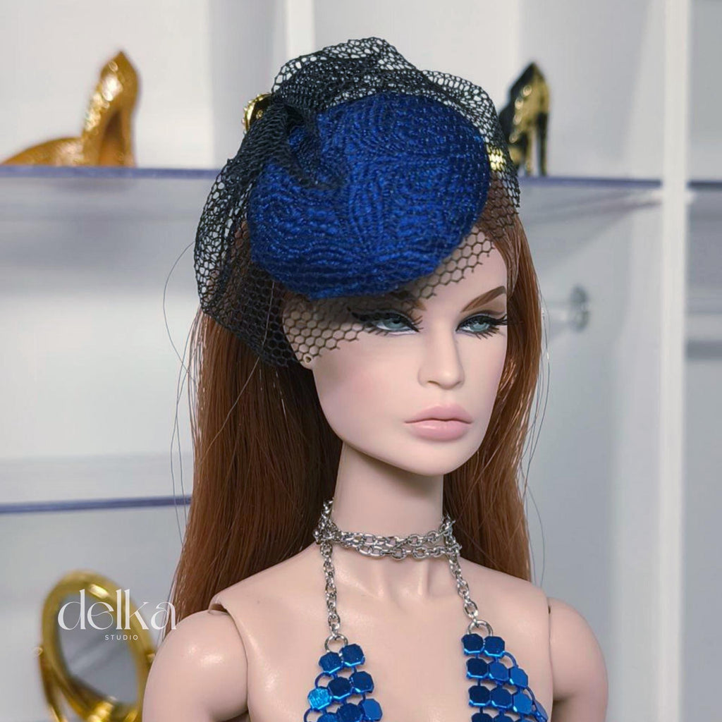 Fascinator 12 inch vintage-style headdress for fashion dolls