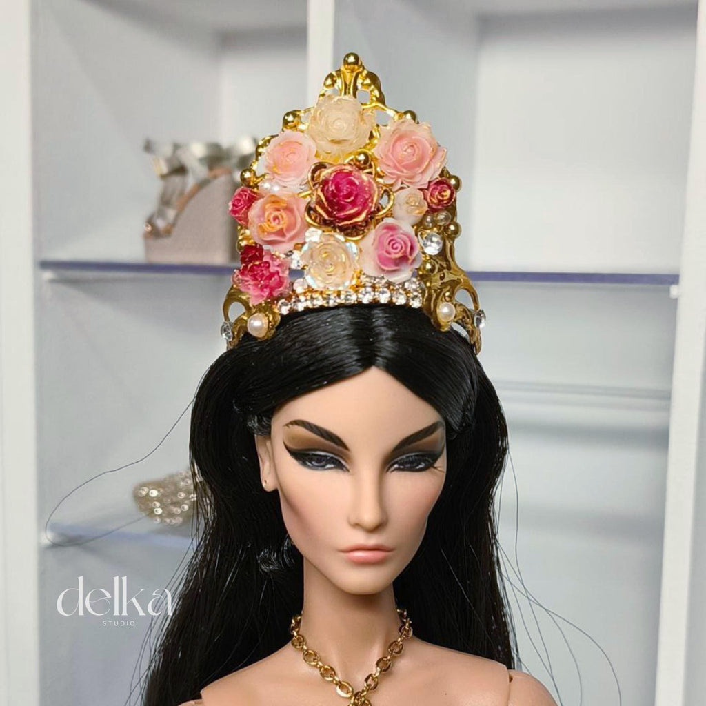 Floral Goddess Crown, 12 inch Doll Headpiece, Fashion Royalty
