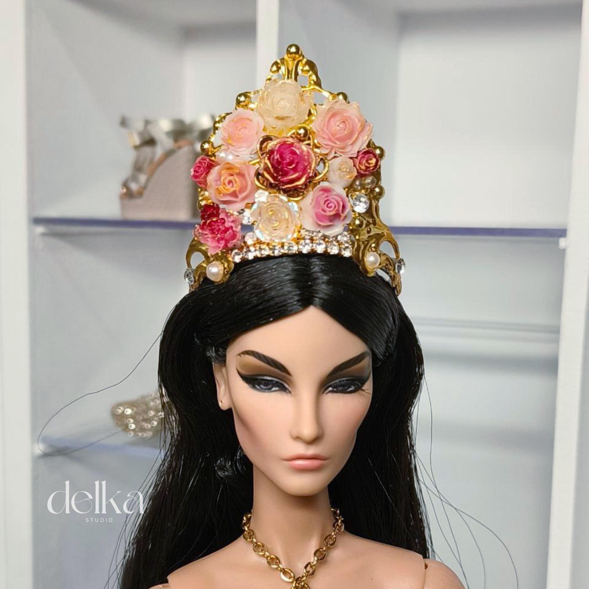 Floral Goddess Crown, 12 inch Doll Headpiece, Fashion Royalty