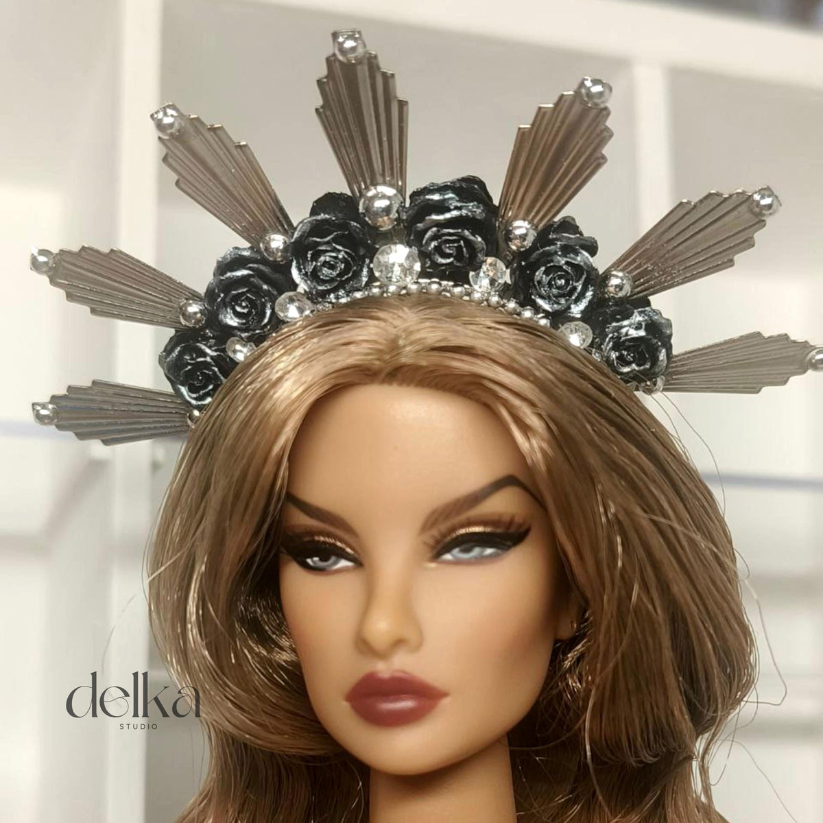 12 inch goddess Flower Headband for Fashion Dolls, 1:6 scale headpiece for dolls
