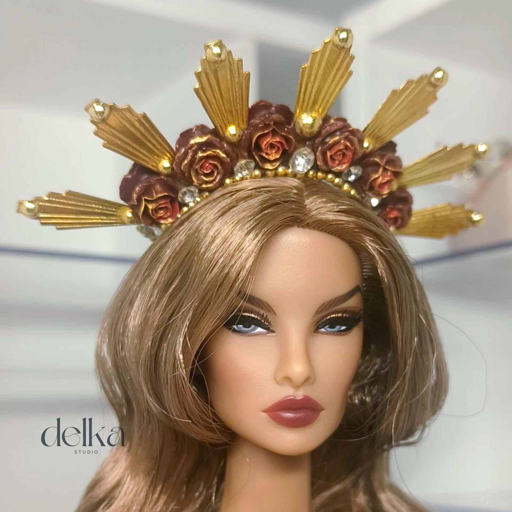 12 inch goddess Flower Headband for Fashion Dolls, 1:6 scale headpiece for dolls