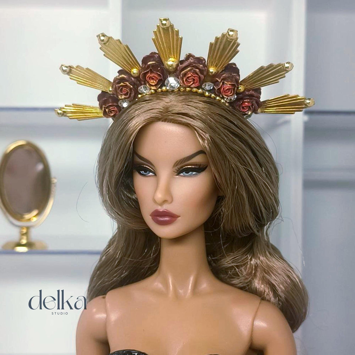 12 inch goddess Flower Headband for Fashion Dolls, 1:6 scale headpiece for dolls
