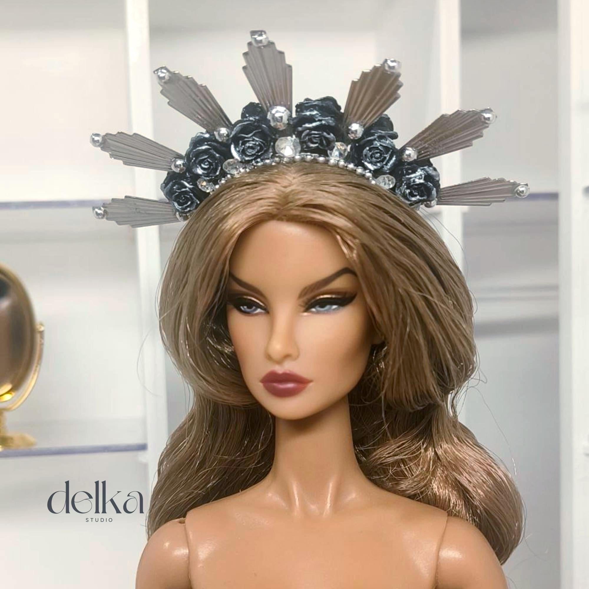 12 inch goddess Flower Headband for Fashion Dolls, 1:6 scale headpiece for dolls