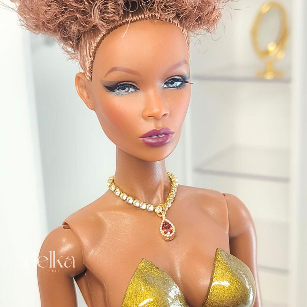 Rhinestone Jeweled Choker, 1:6 Scale Necklace, Fashion Doll Jewelry