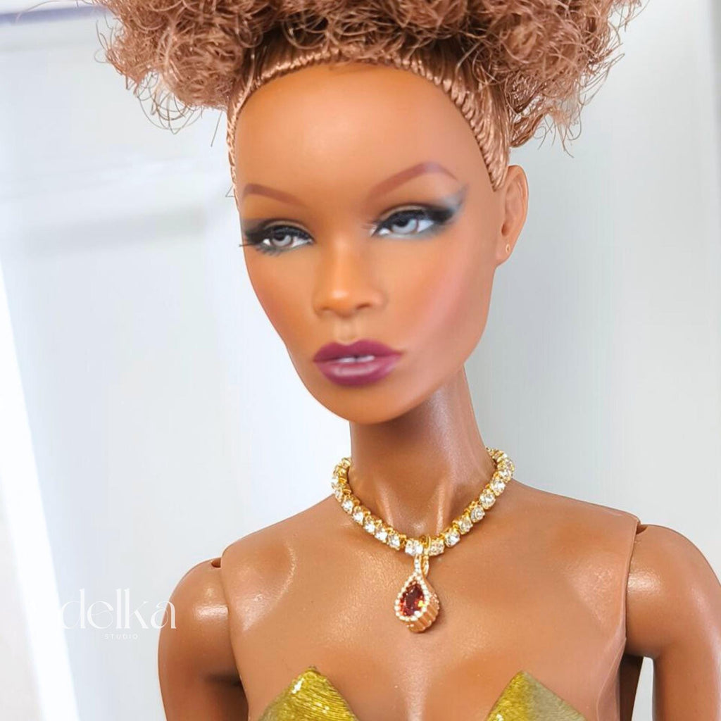 Rhinestone Jeweled Choker, 1:6 Scale Necklace, Fashion Doll Jewelry