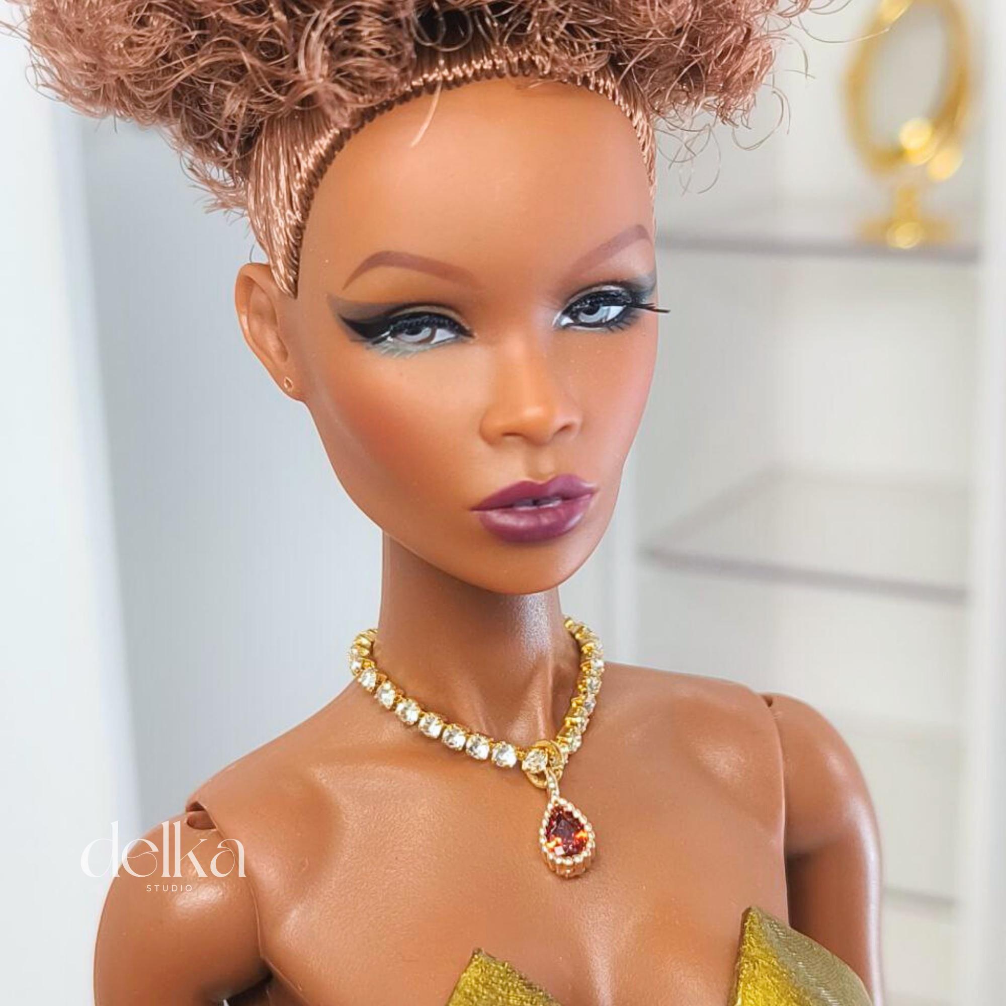 Rhinestone Jeweled Choker, 1:6 Scale Necklace, Fashion Doll Jewelry