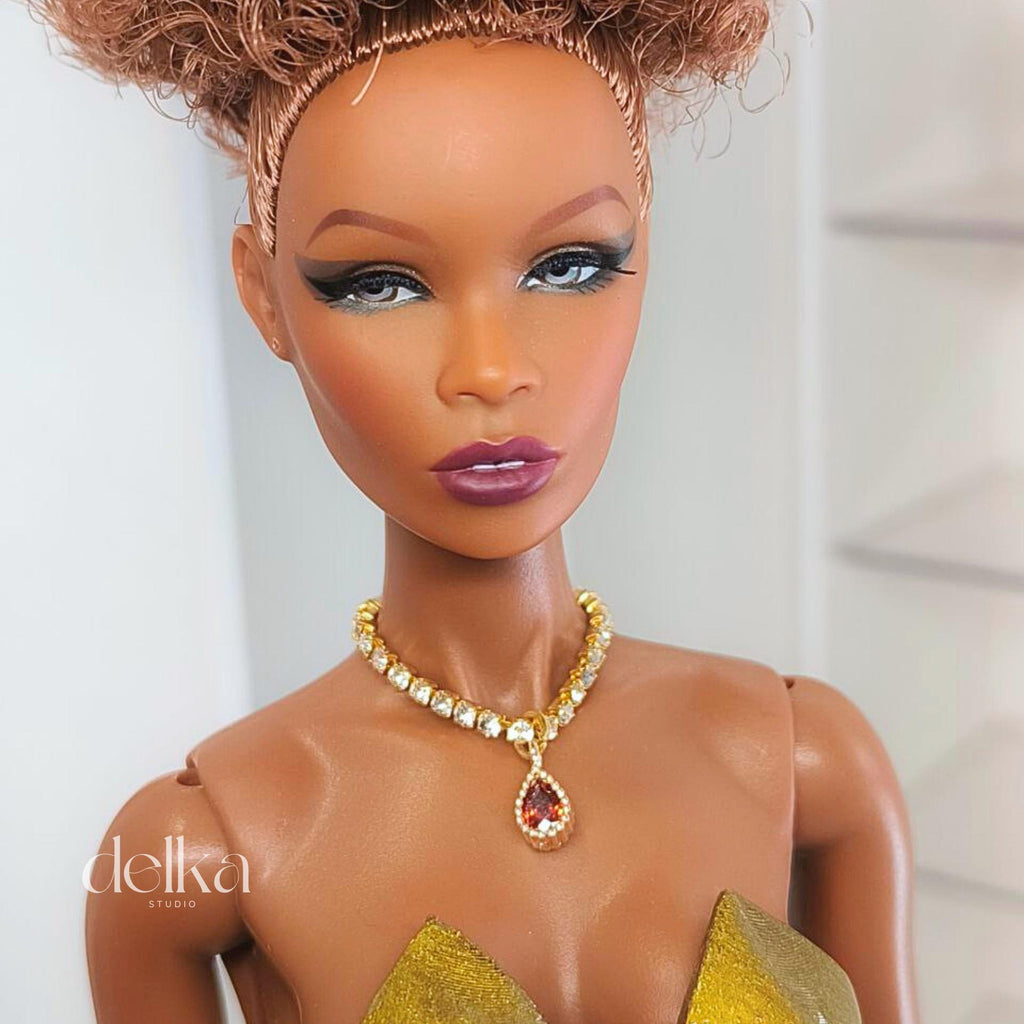 Rhinestone Jeweled Choker, 1:6 Scale Necklace, Fashion Doll Jewelry