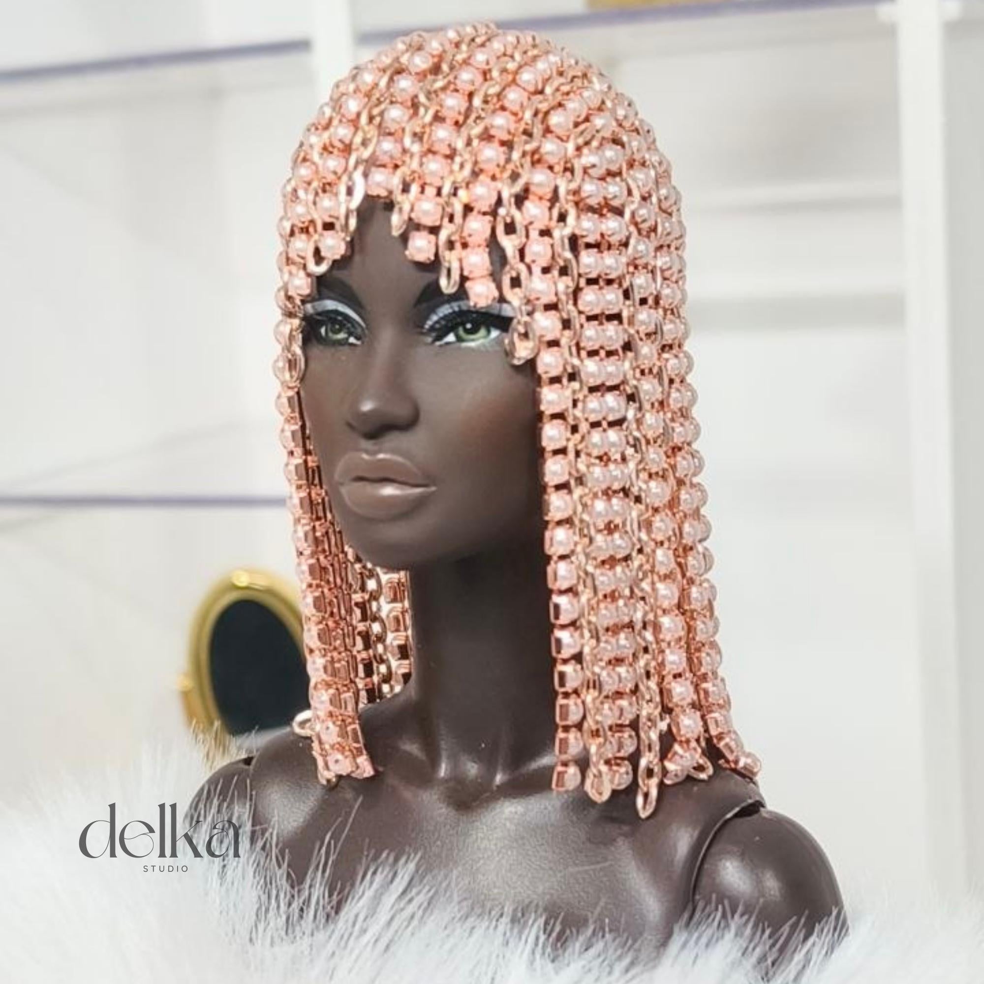 Metallic rosy Doll Wig, 1:6 Scale, Fashion Royalty, Nu Face