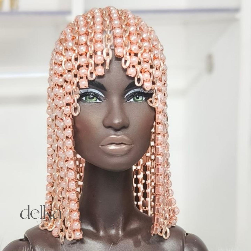 Metallic rosy Doll Wig, 1:6 Scale, Fashion Royalty, Nu Face